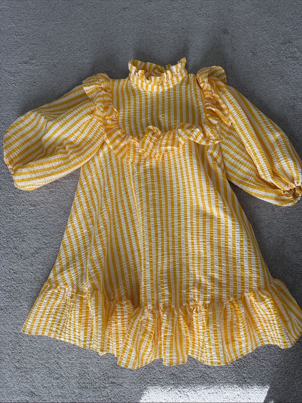 ASOS Edition yellow, and white striped midi dress with